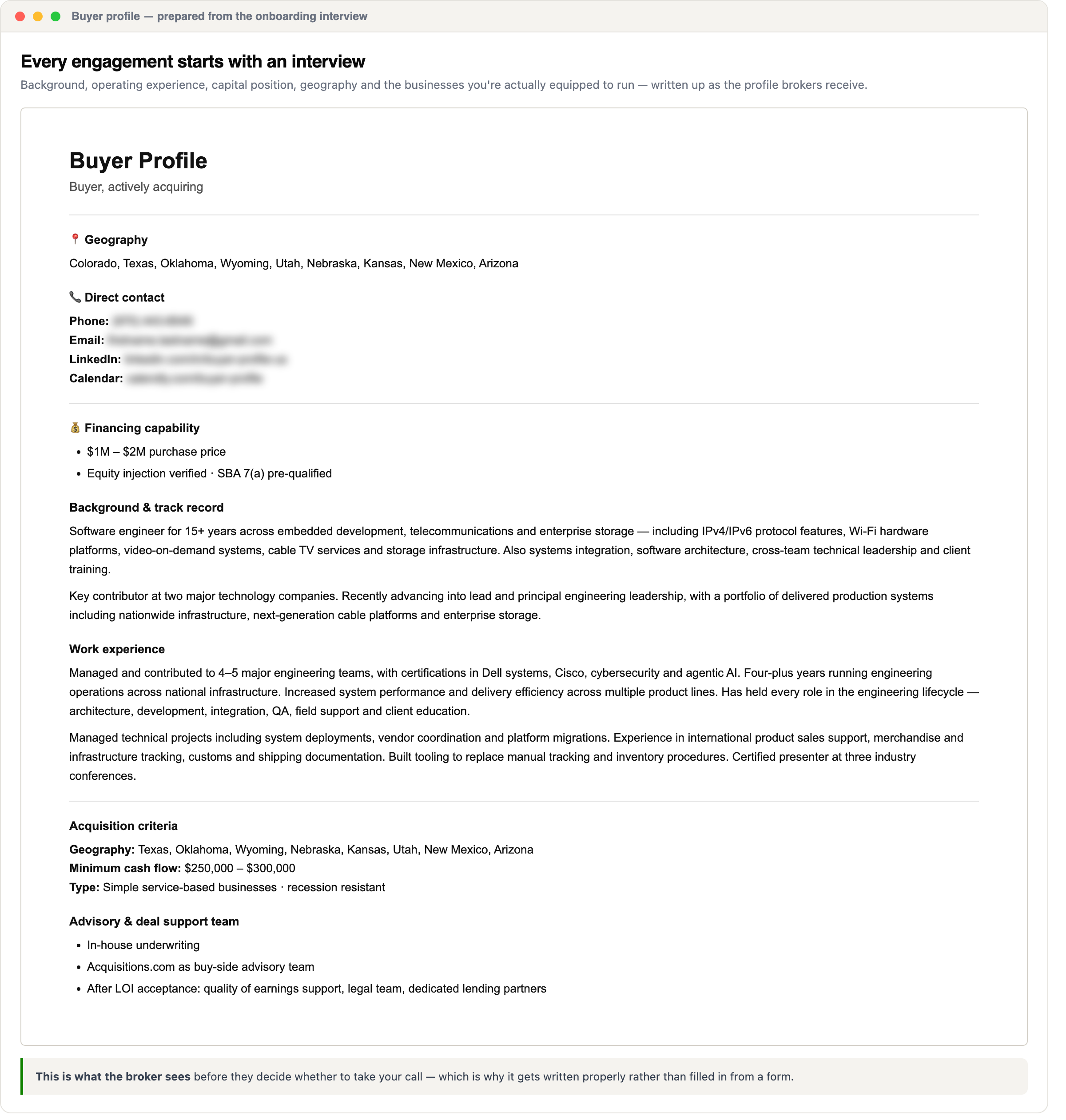 Buyer profile