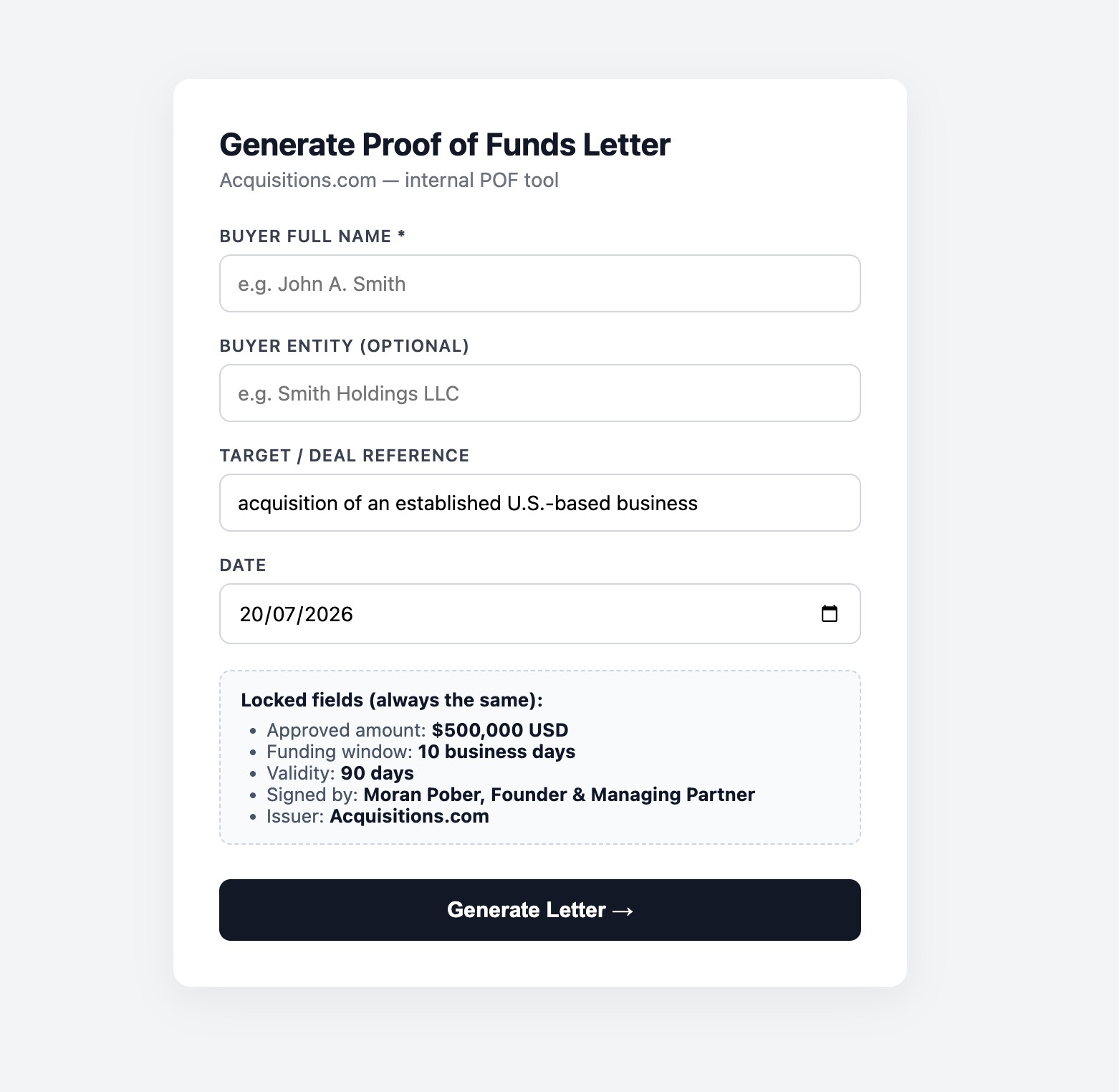 Proof of funds