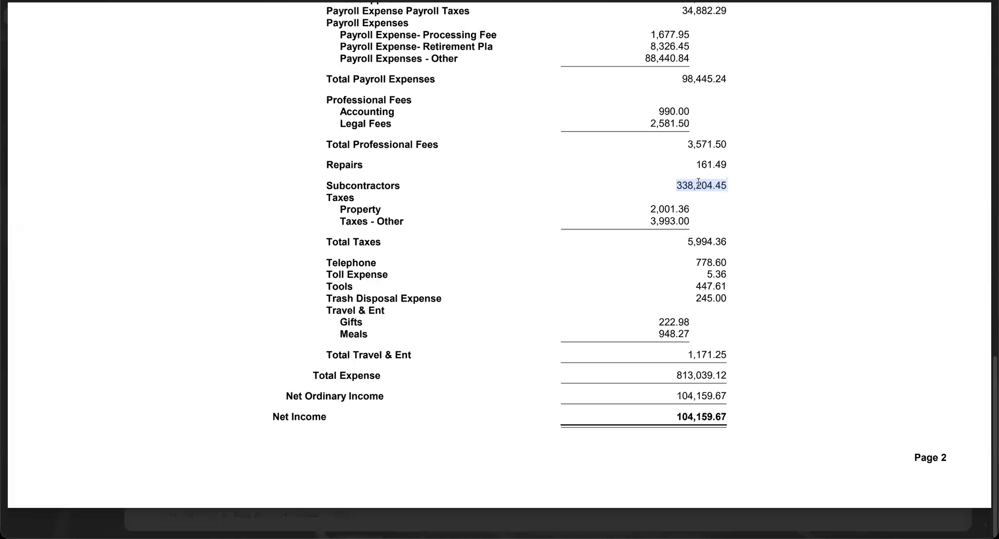 Detailed P&L